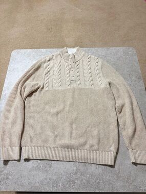 Nautica Cream Cable-Knit Zip-Up Sweater